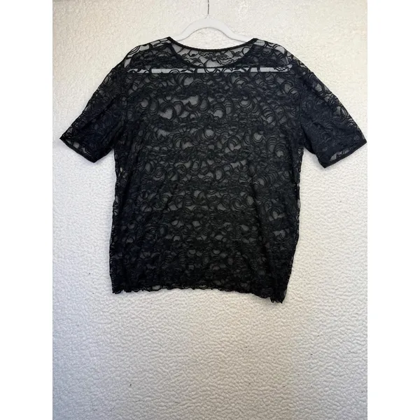 Victoria's Secret Shirt‎ Womens Medium Black Lace Sheer Whimsygoth Dark Fairy - Image 2