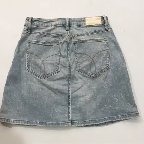 Calvin Klein Distressed Jean Mini Skirt - Image 2