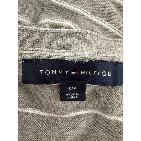 Tommy Hilfiger Sweater Womens Small Gray Striped V-Neck Pullover‎ Preppy Coastal - Image 5