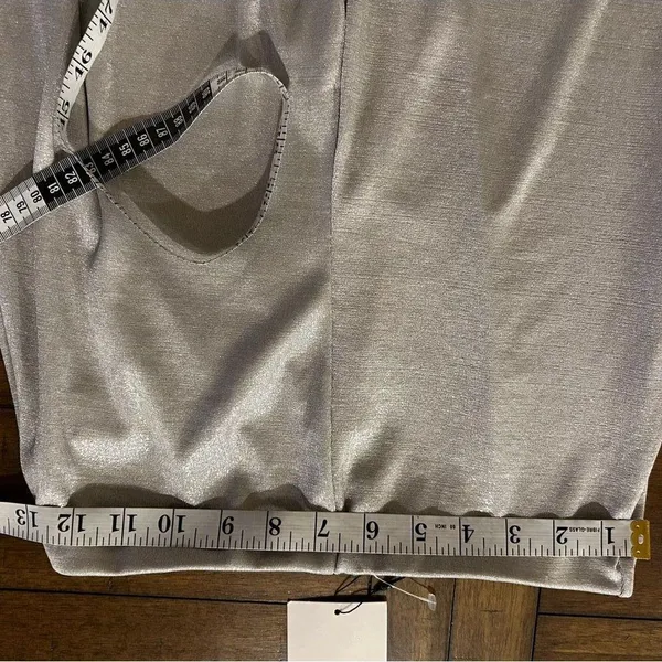 ZARA Silver Shimmer Stretchy Pull On Wide Leg Pants Size Small New with Tags - Image 10
