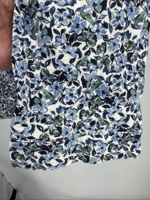 Garnet Hill Blue Green Floral Pajama set organic cotton long sleeve pants L/XL - Image 10