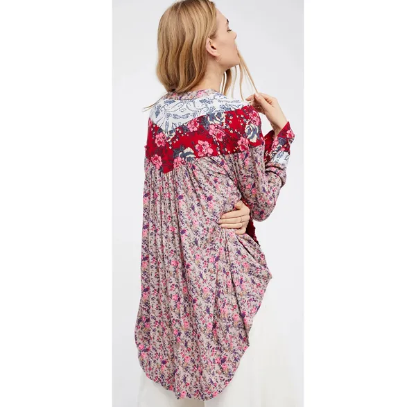 Free People Wildflower Bohemian Fields Long Sleeve Multicolor Tunic - Image 3