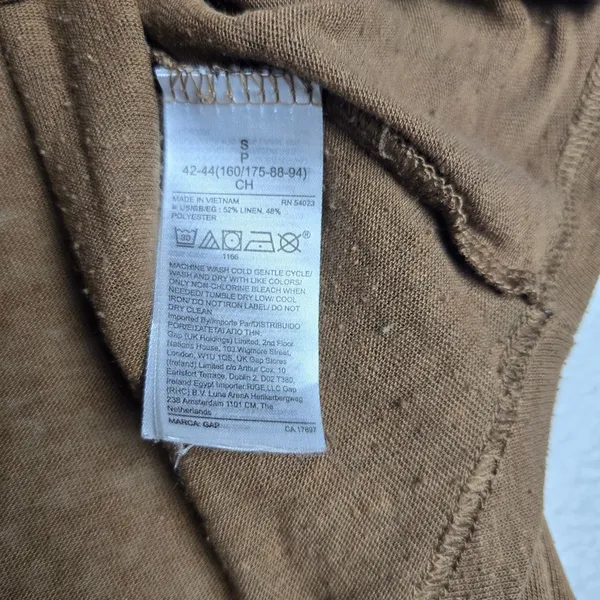 Gap‎ 46R Womens Linen Blend Boat Neck Long Sleeve Tee Brazen Brown Scoop Neck - Image 4
