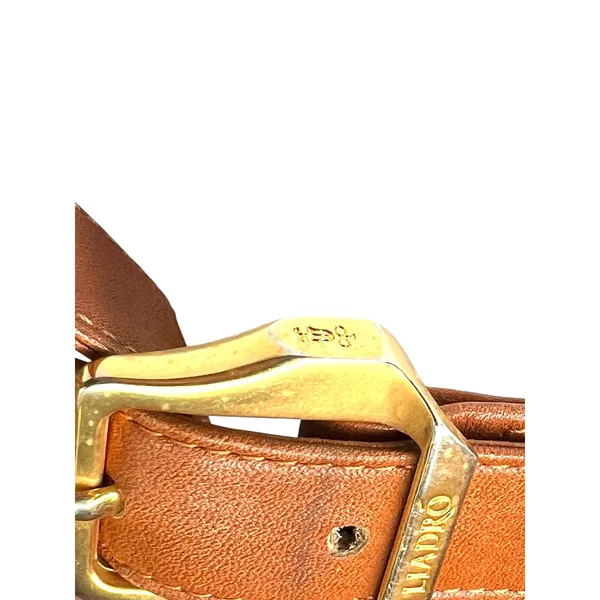 Vintage 90's Lladro purse Bag Shoulder Crossbody Woven Leather Brown Brass - Image 3
