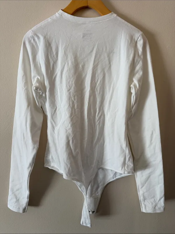 Quince Stretch Cotton Jersey Long Sleeve Bodysuit Size S - Image 5