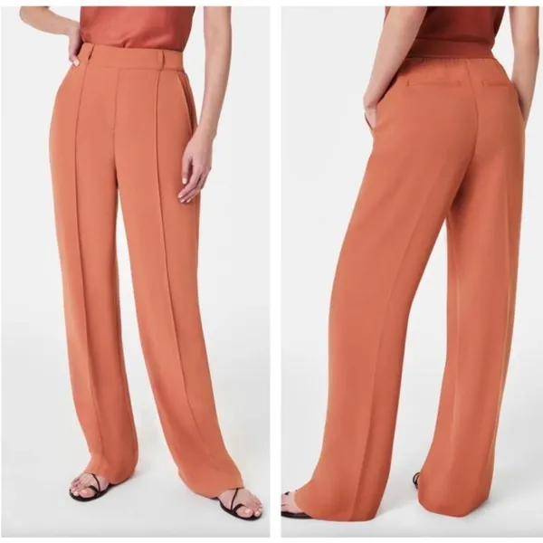 NEW SPANX Carefree Crepe Trouser Straight Wide Leg Sedona Size Medium Petite - Image 2