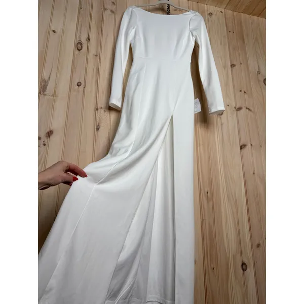 NWT Lulus Romantic Moments White Lace Long Sleeve Dress Open Back Wedding Sz XS - Image 5