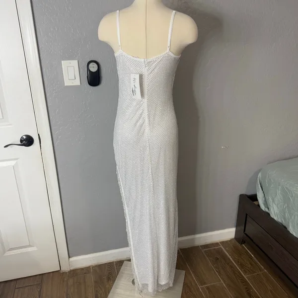 12th Tribe Ezmerelda White Rhinestone Fringe Dress, L - Image 2