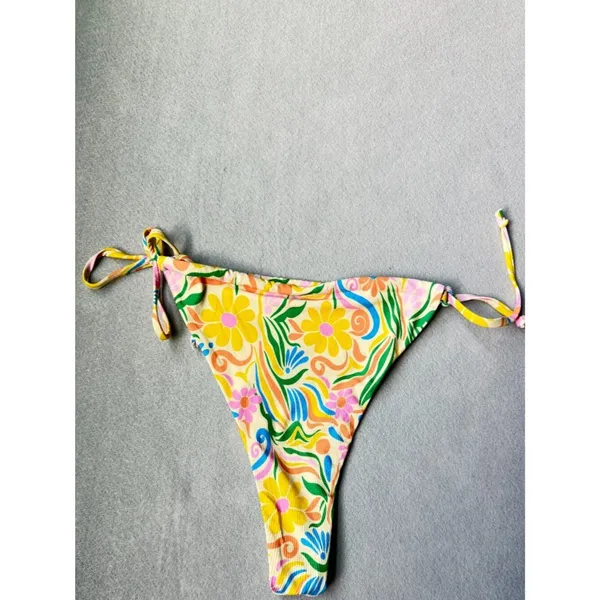 Aurelle‎ Floral Bikini Set Size Large Retro Tropical Tie Side Swim Set - Image 5