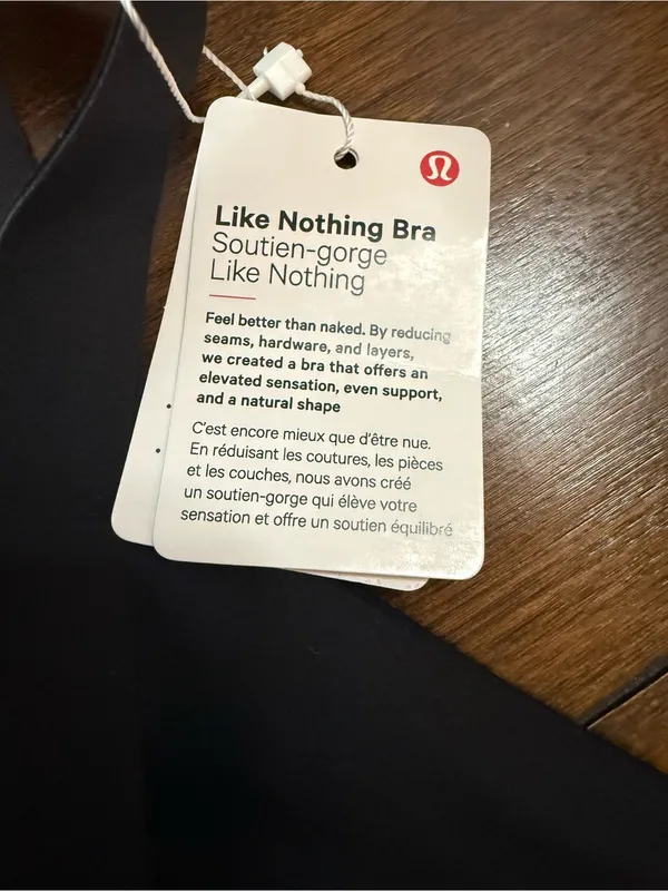 Lululemon "Like Nothing Bra" Women's Size 34E Lightweight Support Black. NWT - Image 4