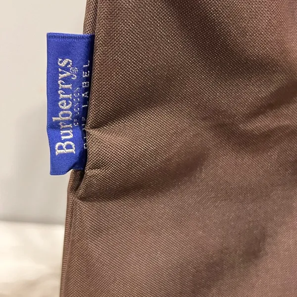 Auth BURBERRY BLUE LABEL Tote Bag Nova Check Brown Nylon Black Leather - Image 2