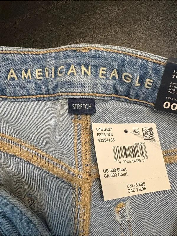 American Eagle Outfitters Light Blue Distressed Wide-Leg Jeans 23/000 Short NWT - Image 5