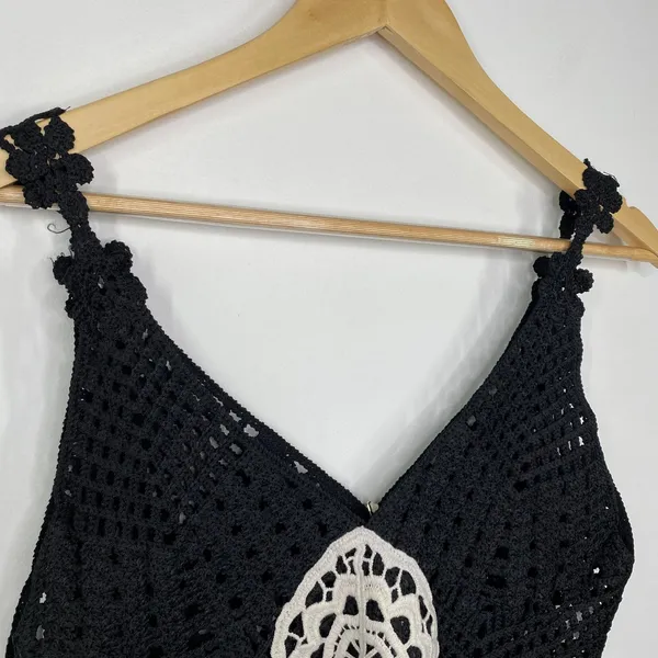 LF Native Rose Black Cream‎ Crochet Tank Top Women's Size Small/Medium S/M NWT - Image 4