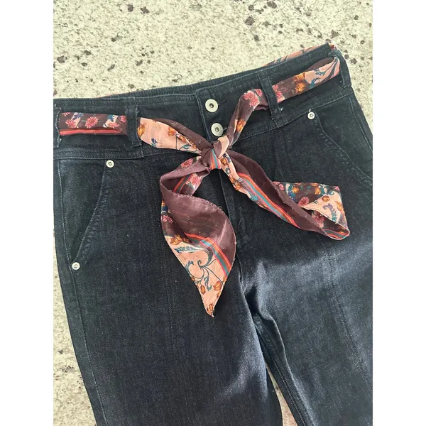 Pilcro & the Letterpress Dark Wash High Rise Straight Jeans w/ Scarf Belt 28 - Image 2
