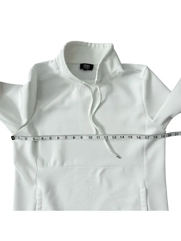 Jones New York Signature White w/ Ribbed Detail Funnel Neck Pullover Size Small - Image 6