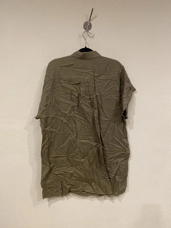 Banana Republic Dress Womens XL Green Linen Short Sleeve Button Front Pockets - Image 4