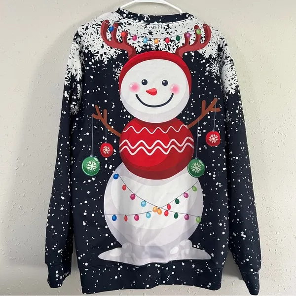 Ugly Christmas Sweater Holiday Snowman Winter Comfy XL - Image 4