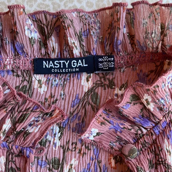 Nasty Gal Long Sleeve Mauve with Dainty Florals Maxi Long Dress size 4 - Image 9