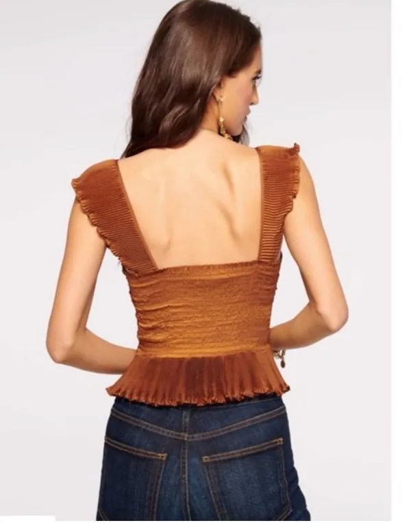 Ramy Brook Kathy Ruffle Peplum Top in Copper BNWTS $325.00 - Image 3