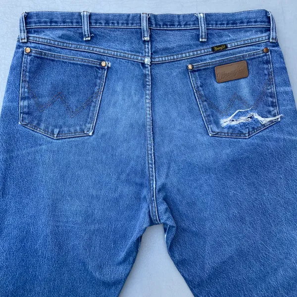 Wrangler Vintage Blue Denim Jean Distressed Pants - Image 3