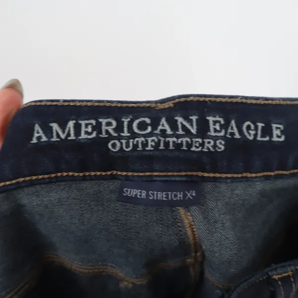 American Eagle Jeans Womens 4 Long Super Stretch X4 Dark Blue Skinny Excellent - Image 2