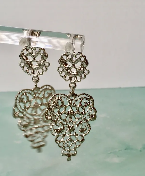 Filigree Earrings Silver - Image 2