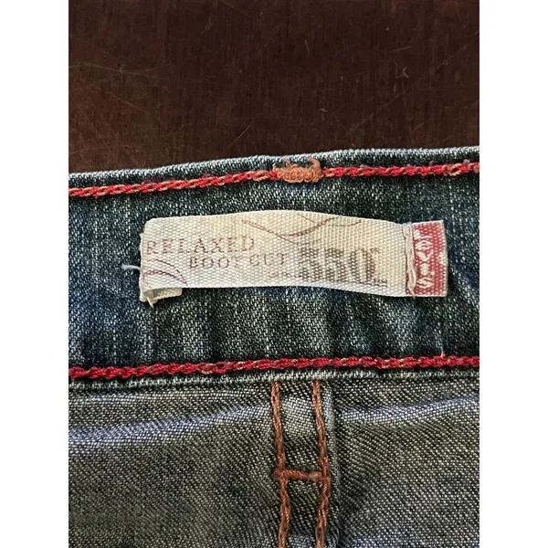 Levis Relaxed Boot Cut Jeans Womens 12 Blue Medium Wash Stretch Denim Pants - Image 8