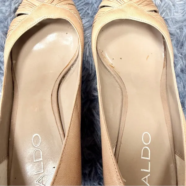 Aldo Peep Toe Wedge shoes sandals size 8 business business refined polished tan - Image 5