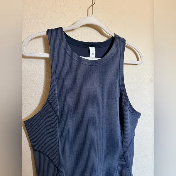 Lululemon Ribbed Softstreme Slim-Fit‎ Tank Dress Size 12 True Navy NEW - Image 5