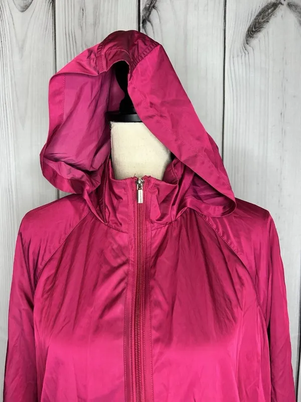 Chicos Zenergy Women's Hooded Nylon Blend Full Zip Jacket Sz 3 (16/18) Pink - Image 2