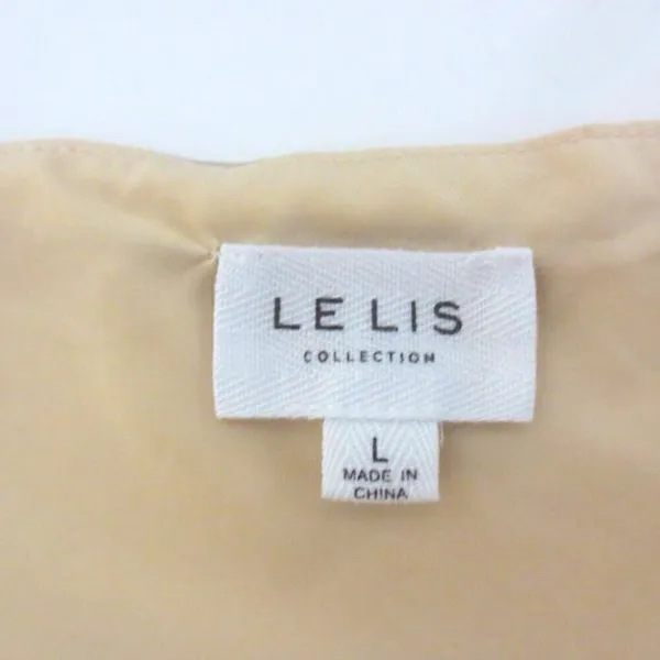 NWOT Le Lis Champagne Gold Asymmetrical Satin Crop Top Sz Large - Image 3