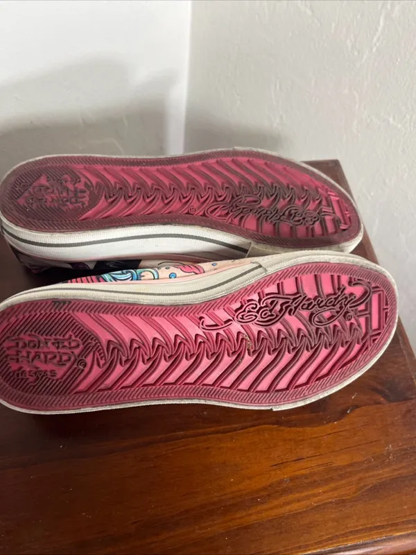 Ed Hardy Pink, Blue and Yellow Floral Slip-On Sneakers Size 5.5 - Image 6