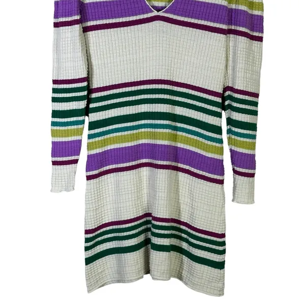 Free People Wide Eyed Striped Waffle Knit Mini Dress Multi Color Boho Size S - Image 5