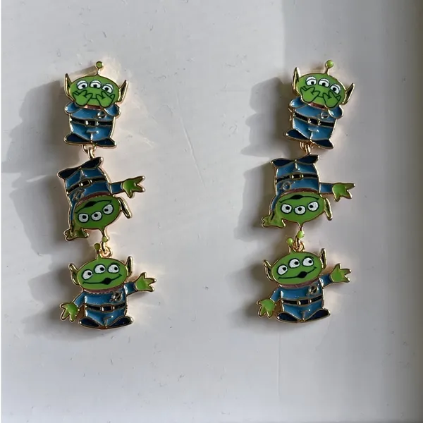 Disney Pixar BaubleBar Toy Story Alien Stack Earring Triple Dangle Set Green NEW - Image 2