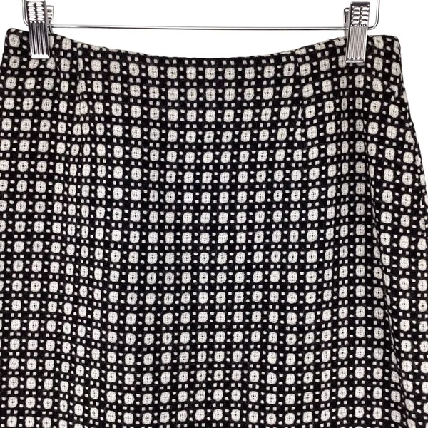 Harolds Womens Skirt Size 2 Wool Pencil Black & White Geometric Fringe Hem - Image 2