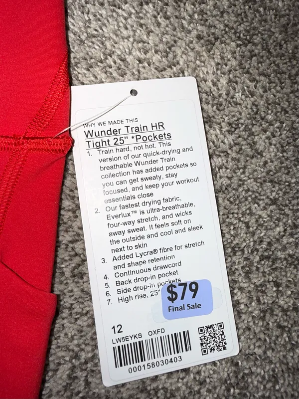Lululemon Wunder Train HR Tight 25" *Pockets - Image 2