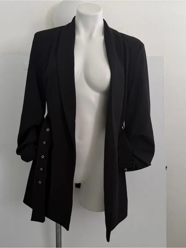 NEW BBJ Los Angeles Blazer Dress MEDIUM Black Belted Tailored Mini Blazer - Image 6