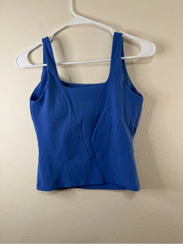 Women's Square Neck Tank Top in Blue - Image 2
