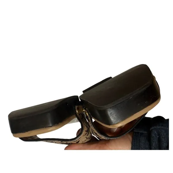 Nearly New! Tory Burch Basketweave Calfskin Clog Sandals Sz. 7.5 - Image 6