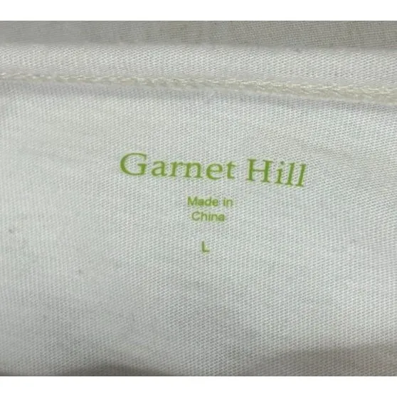 Garnet Hill Ivory Floral Embroidered 3/4‎ Sleeve Top Sz L Boho Feminine Casual - Image 4