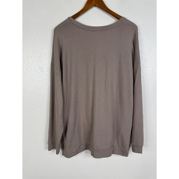 Beyond Yoga Womens Cozy Fleece V-Neck Pullover Mauve Brown NH7738 Large - Image 2