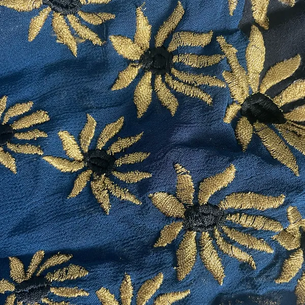 Free People Black & Blue Gold Embroidered Boho Blouse Top - Image 8