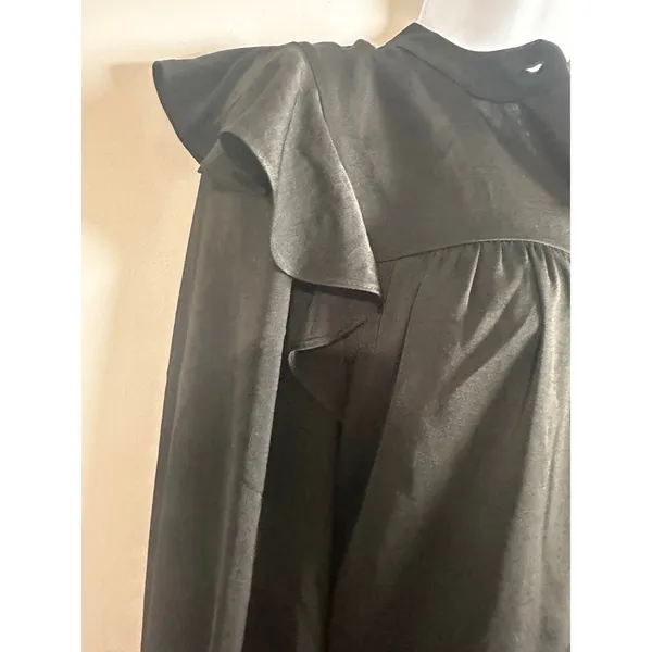 Banana Republic Black Flutter Midi Shirtdress Ruffle‎ Sleeve Button Front XS NWT - Image 3
