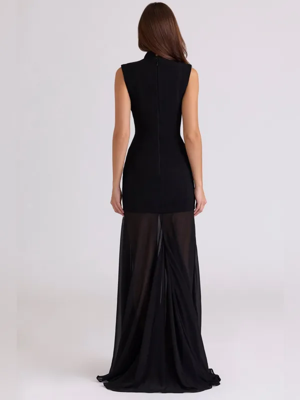 House of CB Raphaella Black Keyhole Sheer Maxi Dress Size M NWOT - Image 13