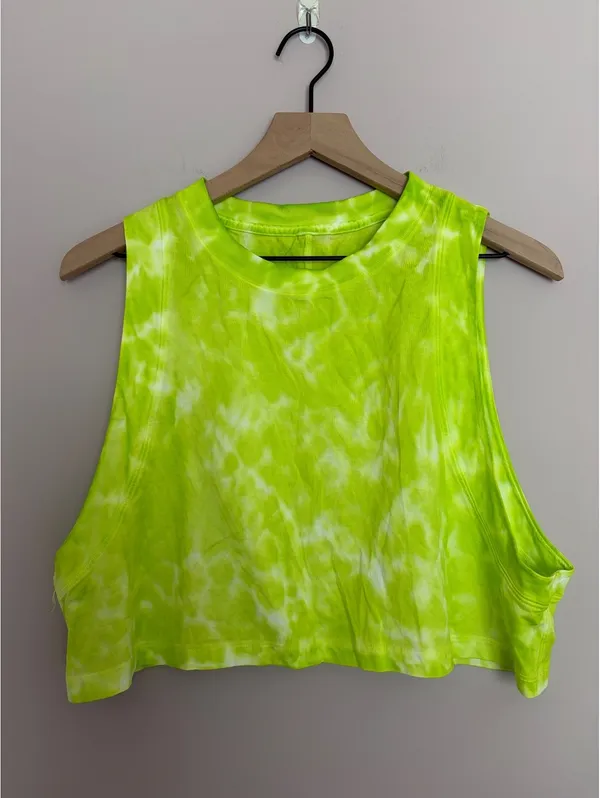Lululemon All Yours Cropped Cotton Tank Top Marmoleado Tie Dye Eccentric Lime - Image 2