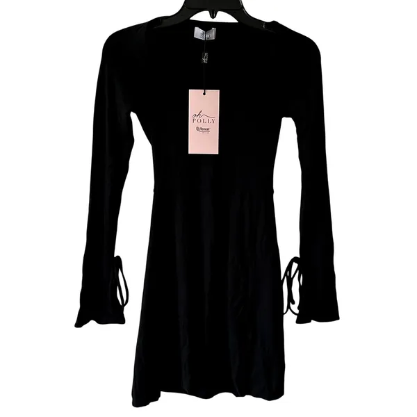 Oh Polly Amryn Long Sleeve A-Line Mini Dress in Black Size 2 New - Image 4