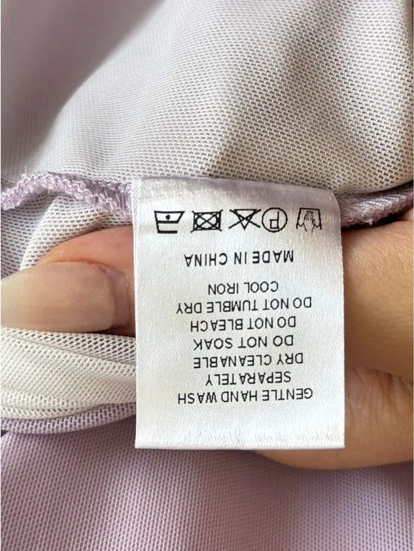 White Fox Don’t Tell Me Now Mini Dress Lilac XS Mesh Ruffle Bodycon - Image 7