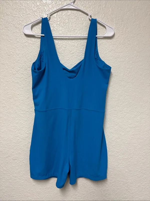 ALL IN MOTIONBright Blue Sleeveless Ribbed Romper Size XL - Image 2