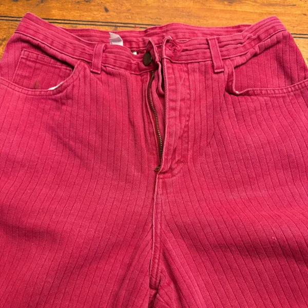 Forenza Women's reddish‎ Pink Pinstripe Corduroy Pants High Waisted Straight Leg - Image 4