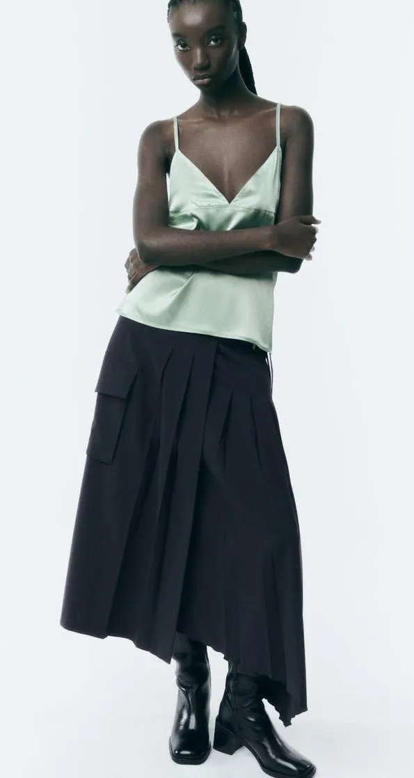 ZARA NWT MATCHING KNIT CAMISOLE TOP in sea green. Size large - Image 3